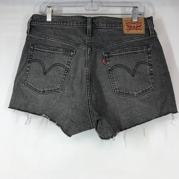 LEVI'S - WOMEN'S 31 - BLACK GRAY 501 BUTTON FLY CUTOFF JEAN SHORTS - Picture 3 of 6